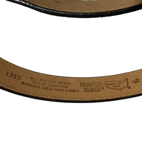 FRONTIER SERIES - ALLIGATOR GRAIN SPLIT COWHIDE BONDED LEATHER LINED BELT  - S3 - Picture 5 of 9